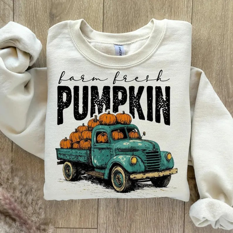 Farm Fresh Pumpkins Retro Fall Cotton Menswear - Adult & Kids T-Shirts, Sweatshirts & Hoodies apparel design preview 1