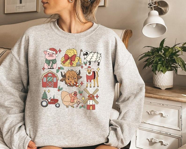 Farmer Funny Xmas Farm Animals Cute - Adult & Kids T-Shirts, Sweatshirts & Hoodies apparel design preview 1