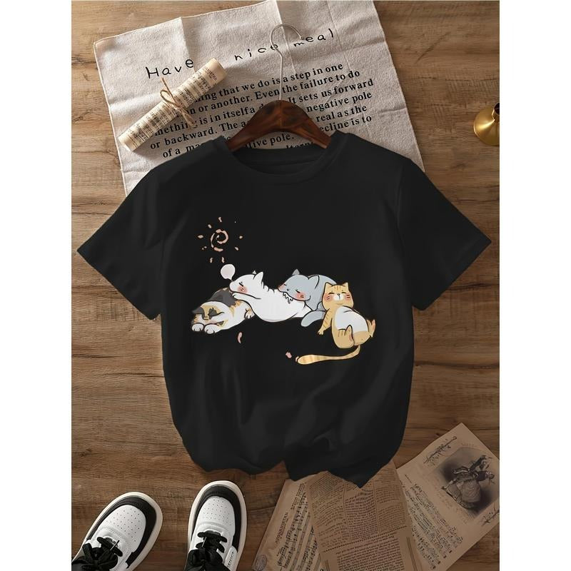 Creative Cat Pattern Printed Short Sleeved Round Neck - Adult & Kids T-Shirts, Sweatshirts & Hoodies apparel design preview 1