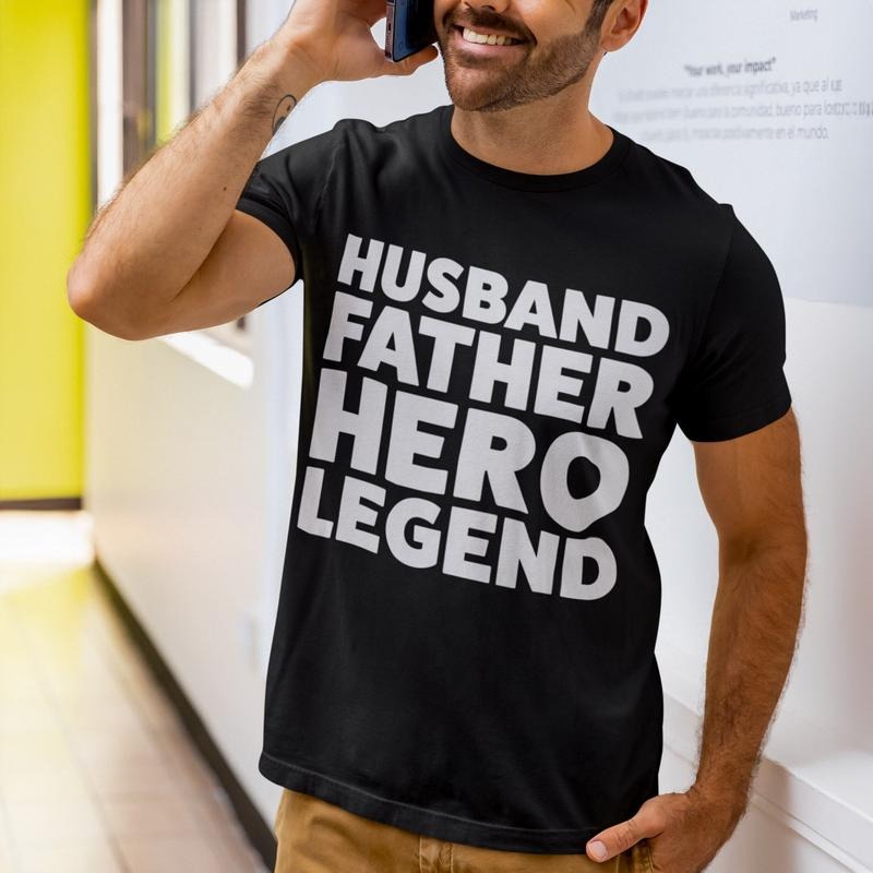 Present Dad Husband Father Hero Legend Him - Adult & Kids T-Shirts, Sweatshirts & Hoodies apparel design preview 1