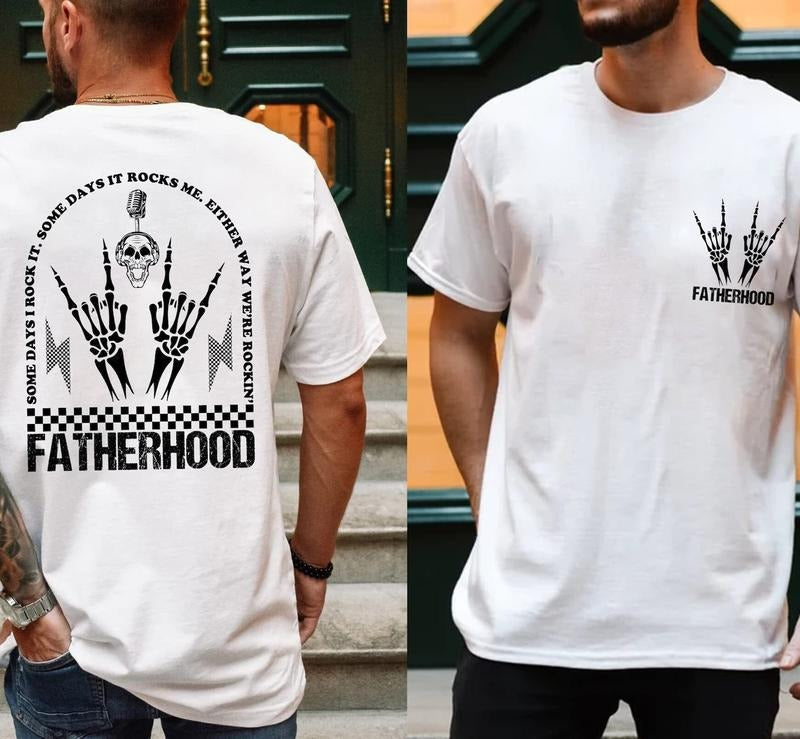 Fatherhood Some Day I Rock Retro Daddy Funny Skeleton - Adult & Kids T-Shirts, Sweatshirts & Hoodies apparel design preview 1