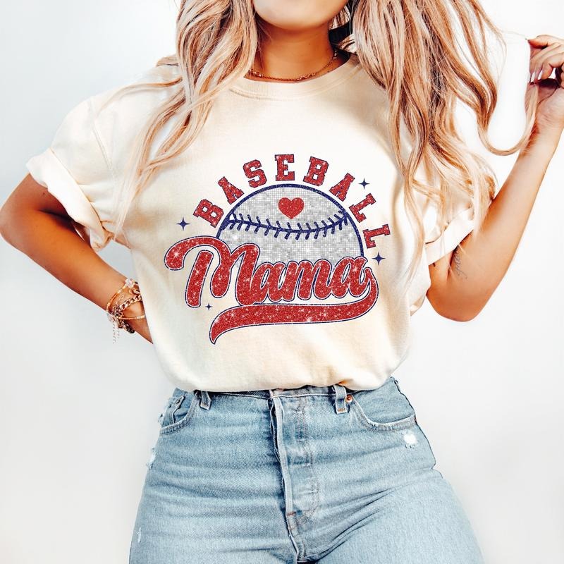 Faux Sequin Baseball Mama Sports Mom - Adult & Kids T-Shirts, Sweatshirts & Hoodies apparel design preview 1