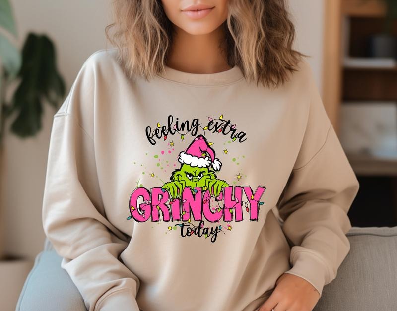Feeling Extra Grinchy Today Funny Grinch Grin Xmas - Adult & Kids T-Shirts, Sweatshirts & Hoodies apparel design preview 1