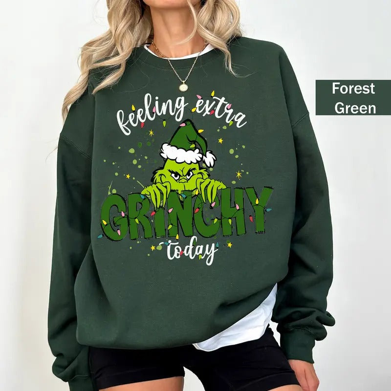 Feeling Extra Grinchy Today Merry Grinchmas Funny - Adult & Kids T-Shirts, Sweatshirts & Hoodies apparel design preview 1