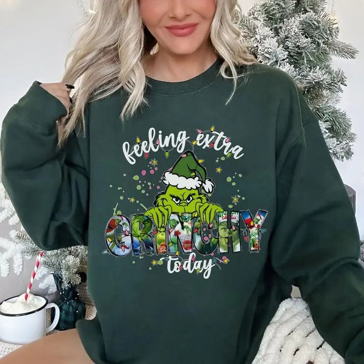 Feeling Extra Today Merry Retro Green Guy - Adult & Kids T-Shirts, Sweatshirts & Hoodies apparel design preview 1