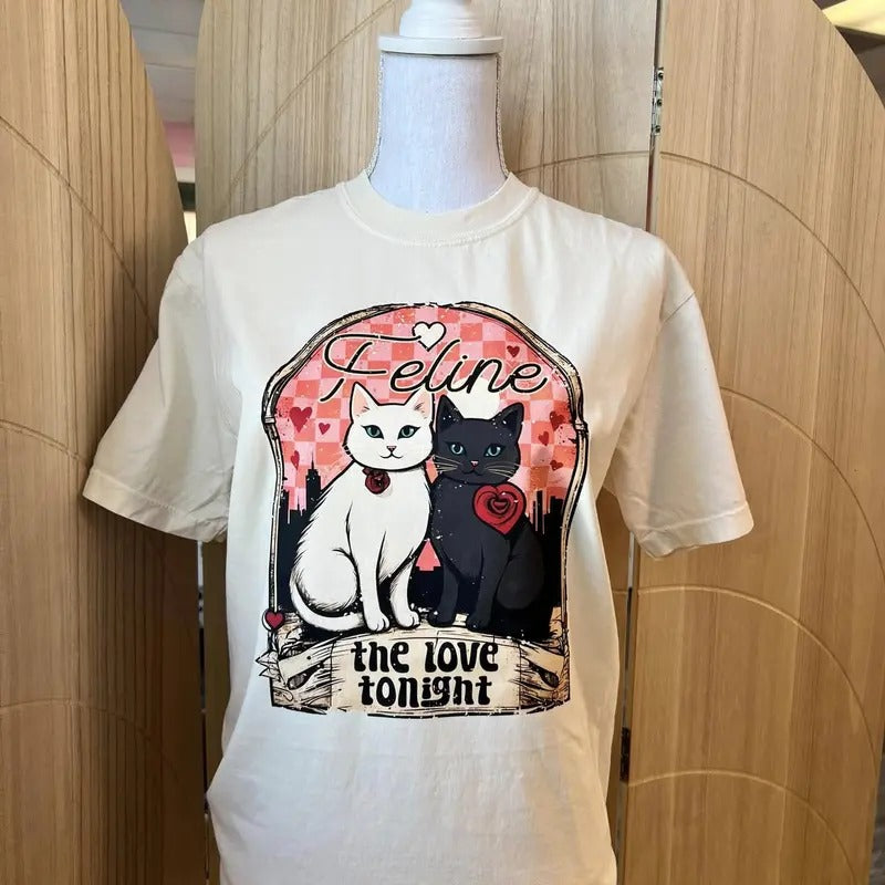 Feline Love Tonight Comfort Colors Cat - Adult & Kids T-Shirts, Sweatshirts & Hoodies apparel design preview 1