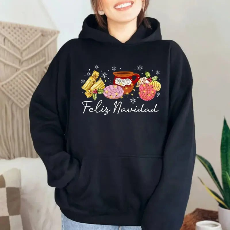Feliz Navidad Mexican Latina Pan Dulce Cafecito Y - Adult & Kids T-Shirts, Sweatshirts & Hoodies apparel design preview 1