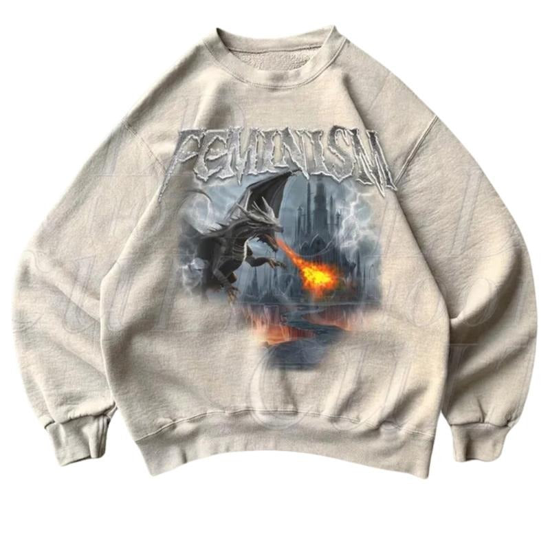 Feminism Dragon 90s Retro Castle Lover Y2k Fantasy - Adult & Kids T-Shirts, Sweatshirts & Hoodies apparel design preview 1