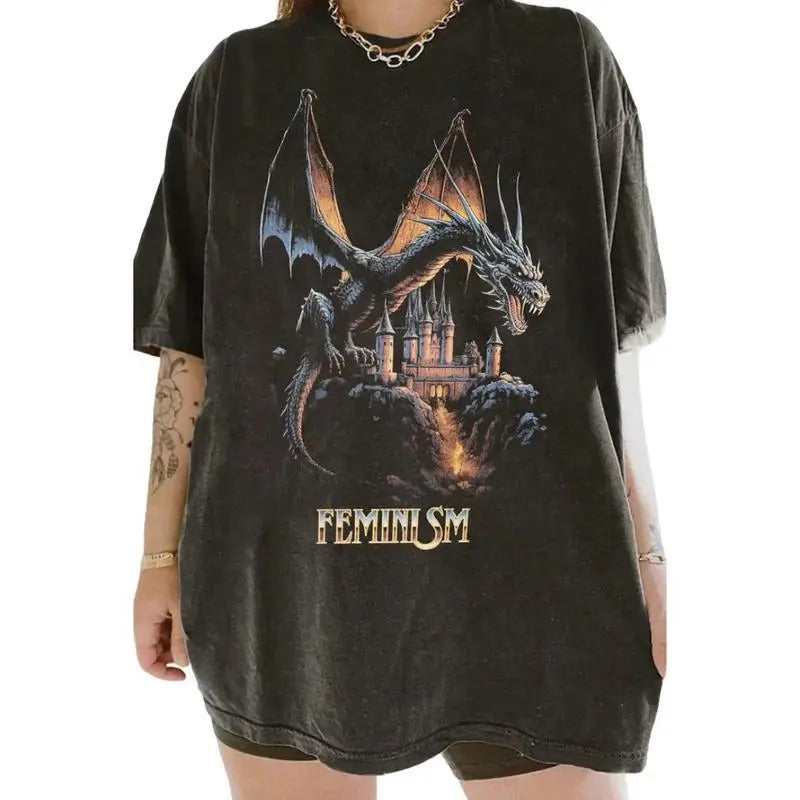 Feminism Dragon Fantasy - Adult & Kids T-Shirts, Sweatshirts & Hoodies apparel design preview 1