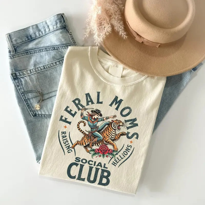 Feral Moms Soc!Al Clu.B Vintage Mom Somebody'S Wife - Adult & Kids T-Shirts, Sweatshirts & Hoodies apparel design preview 1