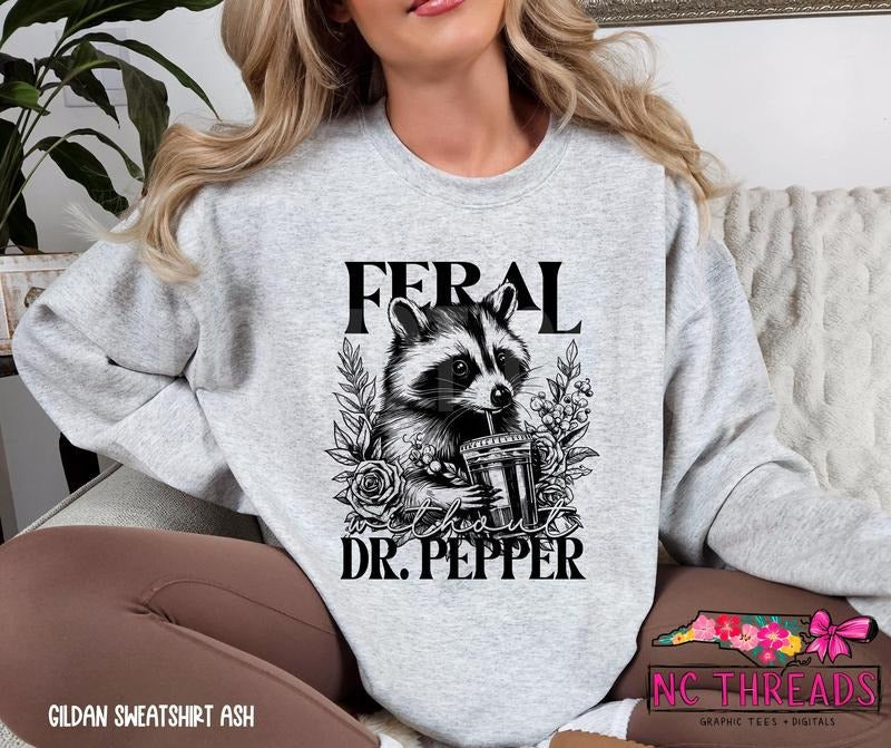 Feral Out Dr Pepper Pop Caffeine Drinks Neutral - Adult & Kids T-Shirts, Sweatshirts & Hoodies apparel design preview 1
