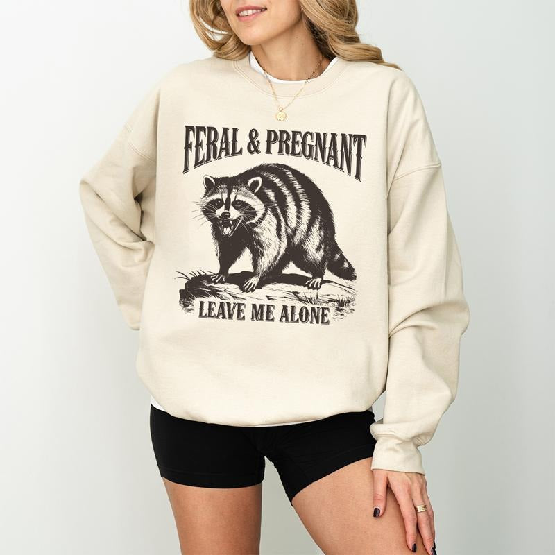 Feral Pregnant Racoon Pregnancy Humor Leave Me Alone - Adult & Kids T-Shirts, Sweatshirts & Hoodies apparel design preview 1