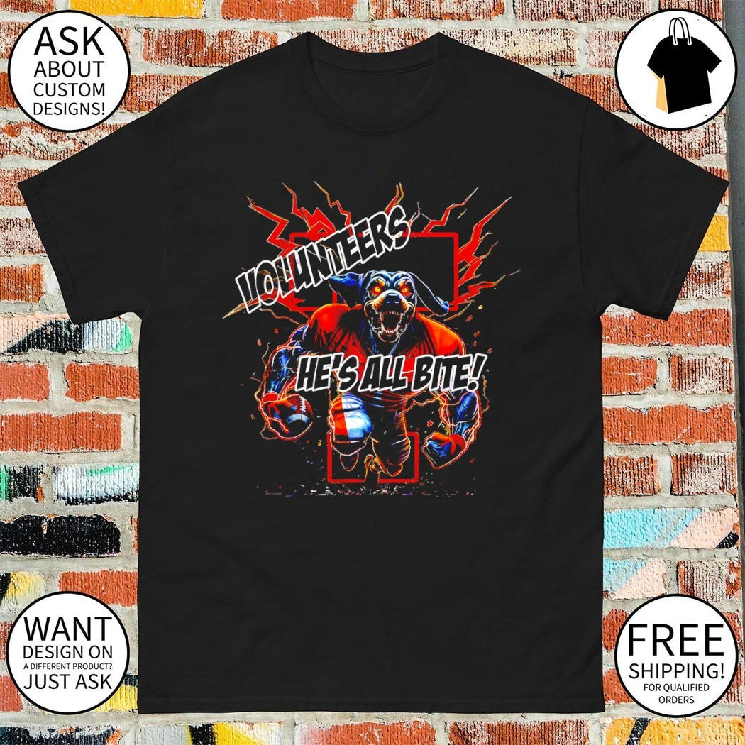 Fierce Dog Mascot Tennessee Volunteers He's all Bite - Adult & Kids T-Shirts, Sweatshirts & Hoodies apparel design preview 1