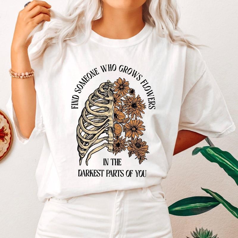 Find Someone Who Grows Flowers Skeleton Cowgirl Crew - Adult & Kids T-Shirts, Sweatshirts & Hoodies apparel design preview 1