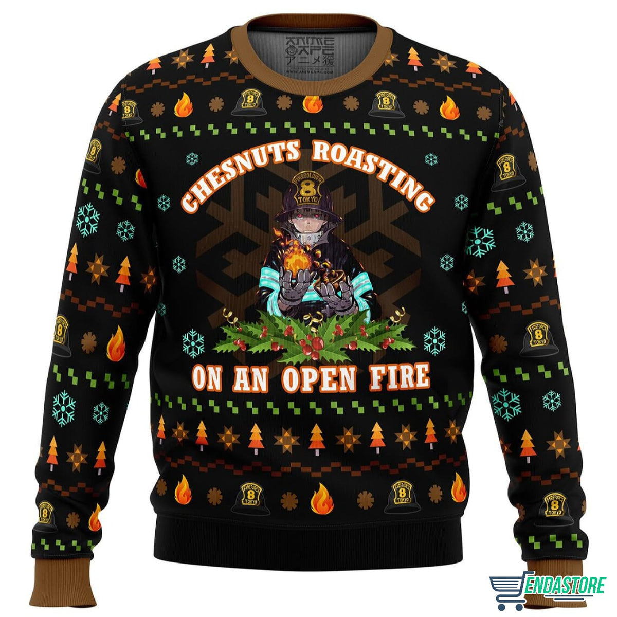 Fire Force Chesnuts Roasting 3D Ugly Christmas Sweater - Holiday Gift product image