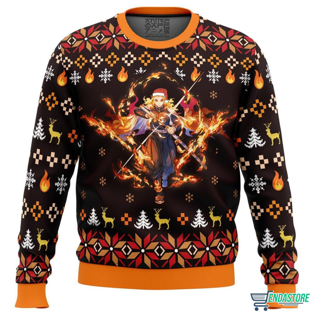 Fire Rengoku Demon Slayer 3D Christmas Sweater - Holiday Gift product image