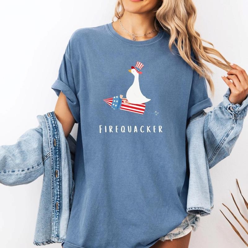 Firequacker Goose 4th July Comfort Colors Patriotic - Adult & Kids T-Shirts, Sweatshirts & Hoodies apparel design preview 1