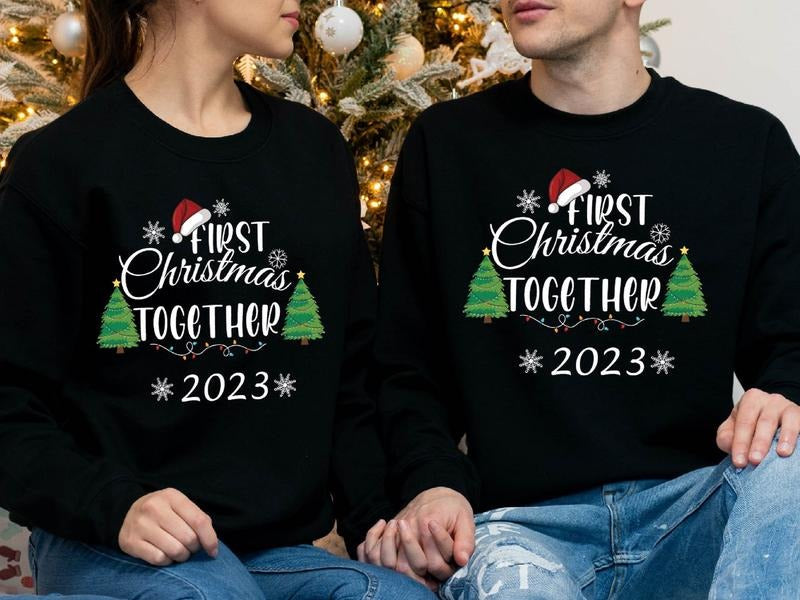 First Together 2023 Matching Couples Our 1st X Mas - Adult & Kids T-Shirts, Sweatshirts & Hoodies apparel design preview 1