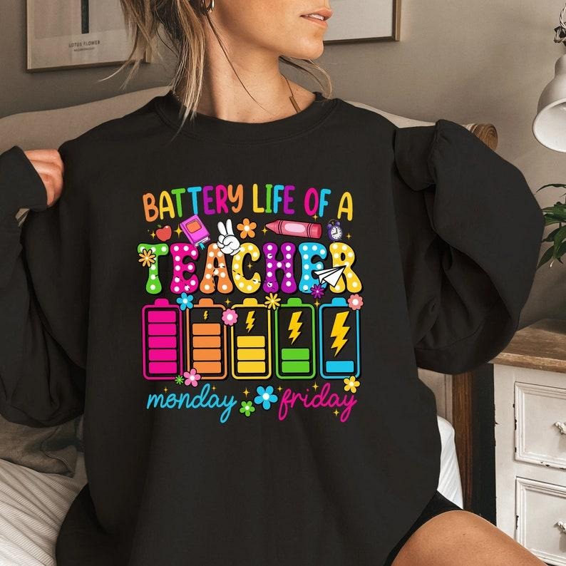 First Day School Retro Back Kindergarten Battery Life - Adult & Kids T-Shirts, Sweatshirts & Hoodies apparel design preview 1