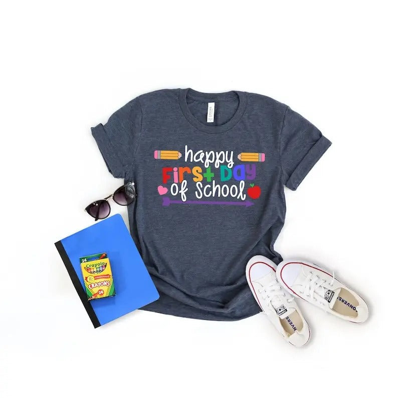 First Day School Happy Teacher Life 1st - Adult & Kids T-Shirts, Sweatshirts & Hoodies apparel design preview 1
