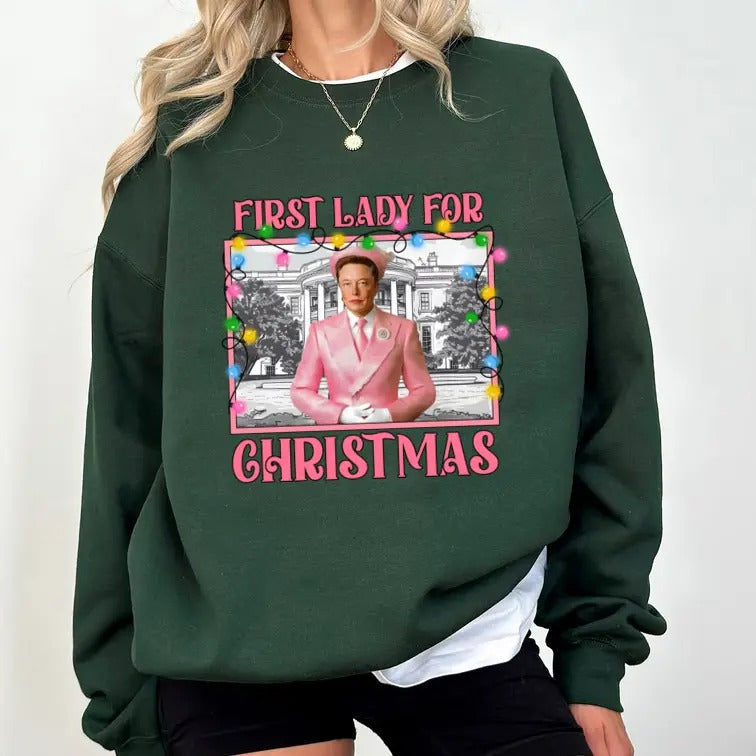 First Lady Her Funny Elon Musk Vintage 2024 - Adult & Kids T-Shirts, Sweatshirts & Hoodies apparel design preview 1