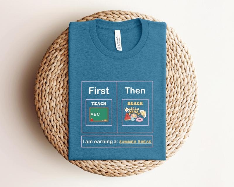 First Teach Then Beach We Funny Teacher Summer - Adult & Kids T-Shirts, Sweatshirts & Hoodies apparel design preview 1