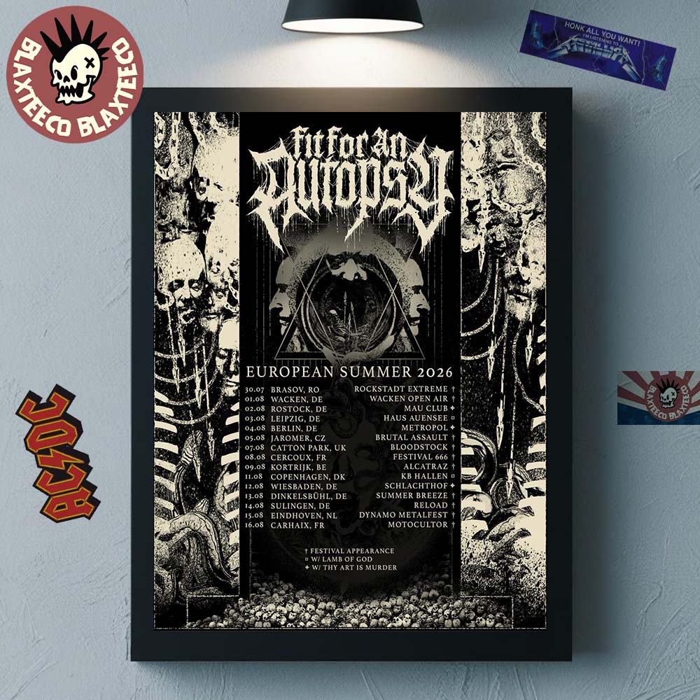 Fit For An Autopsy European Summer 2026 Tour Schedule - Adult & Kids T-Shirts, Sweatshirts & Hoodies apparel design preview 1