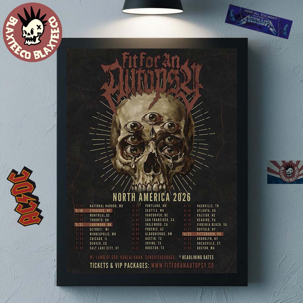 Fit For An Autopsy North America 2026 Tour Schedule - Adult & Kids T-Shirts, Sweatshirts & Hoodies apparel design preview 1