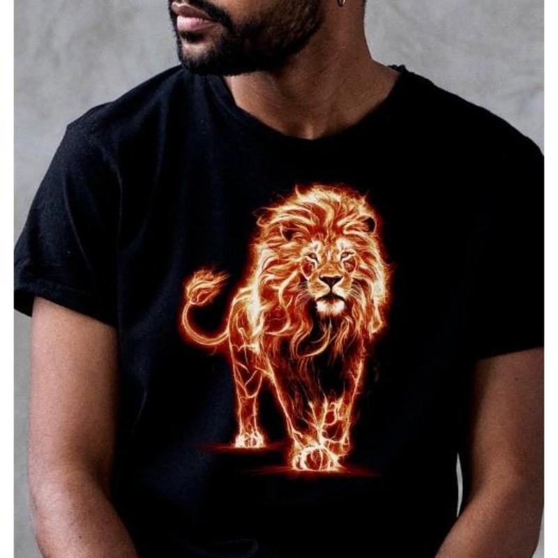 Flaming Lion Wild Animal Safari Wildlife Fire African - Adult & Kids T-Shirts, Sweatshirts & Hoodies apparel design preview 1