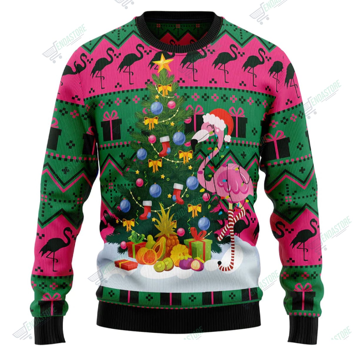 Flamingo Christmas Tree 3D Ugly Christmas Sweater - Holiday Gift product image