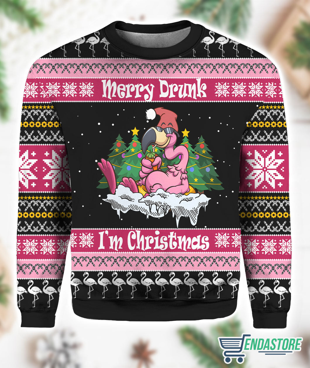 Flamingo Merry Drunk I’m 3D Ugly Christmas Sweater - Holiday Gift product image