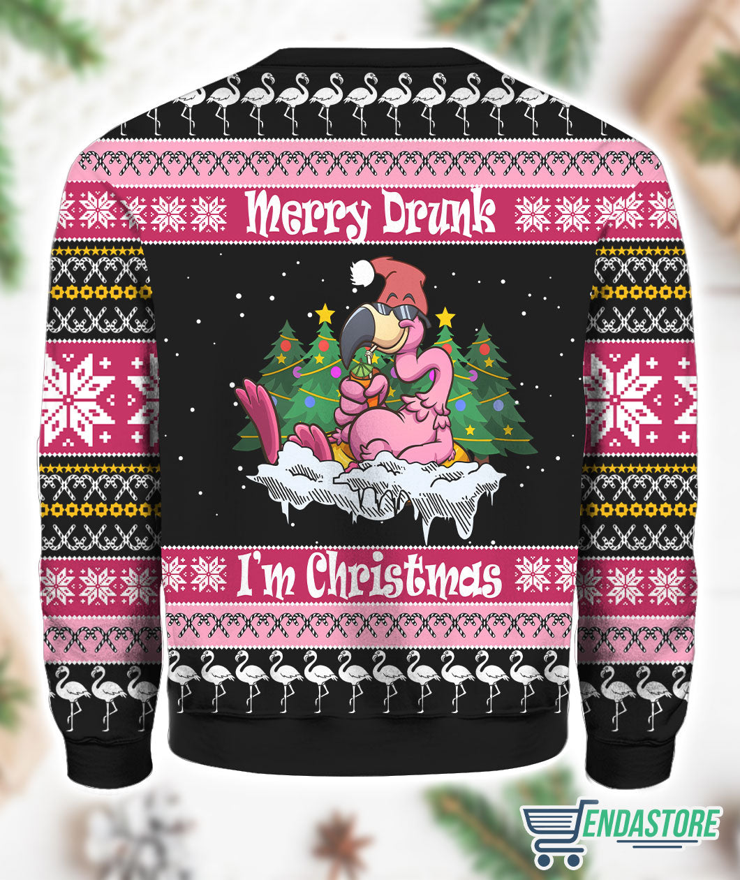 Flamingo Merry Drunk I’m 3D Ugly Christmas Sweater - Holiday Gift product image 3