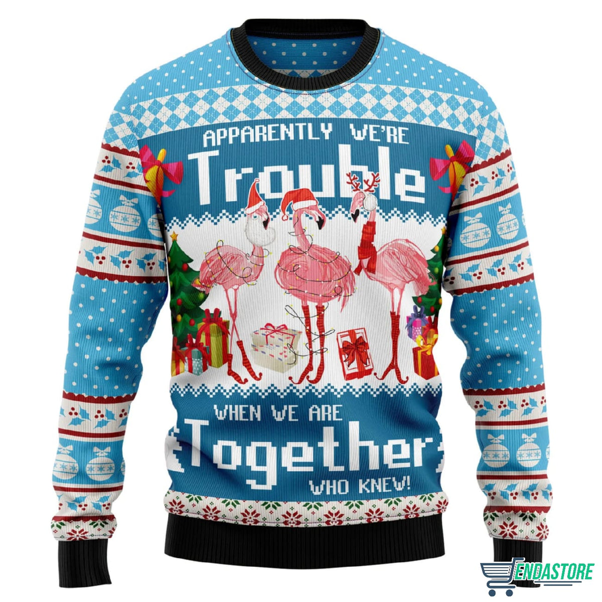 Flamingo Together 3D Ugly Christmas Sweater - Holiday Gift product image