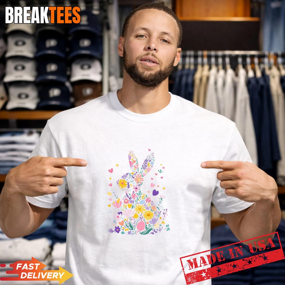 Floral Bunny Rabbit Easter - Adult & Kids T-Shirts, Sweatshirts & Hoodies apparel design preview 1