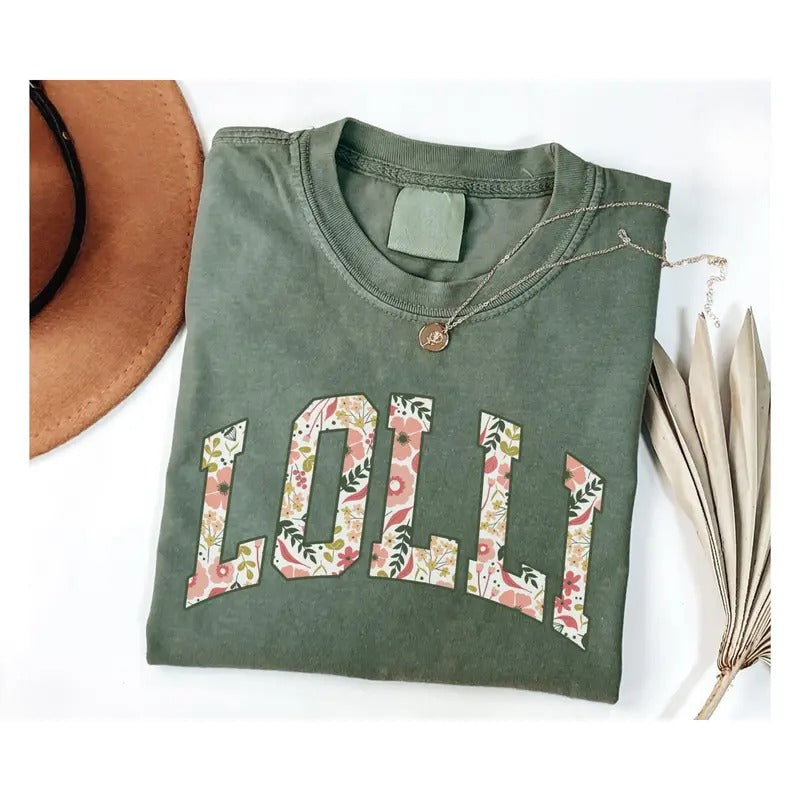 Floral Lolli Grandma HLUG Casual Cotton Fabric Round - Adult & Kids T-Shirts, Sweatshirts & Hoodies apparel design preview 1
