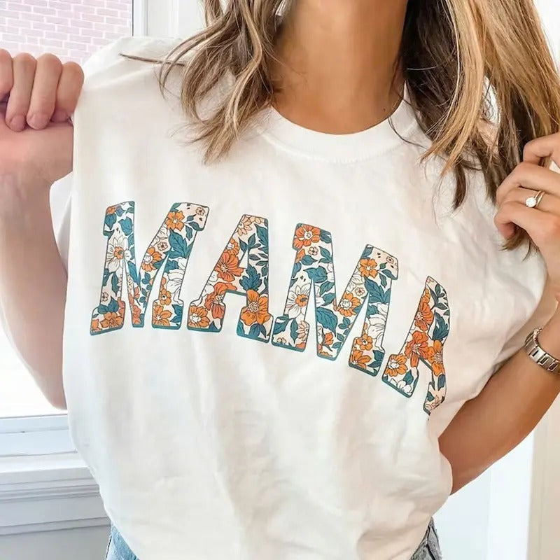 Floral MAMA Art Summer Mom Cotton Fabric Fit - Adult & Kids T-Shirts, Sweatshirts & Hoodies apparel design preview 1