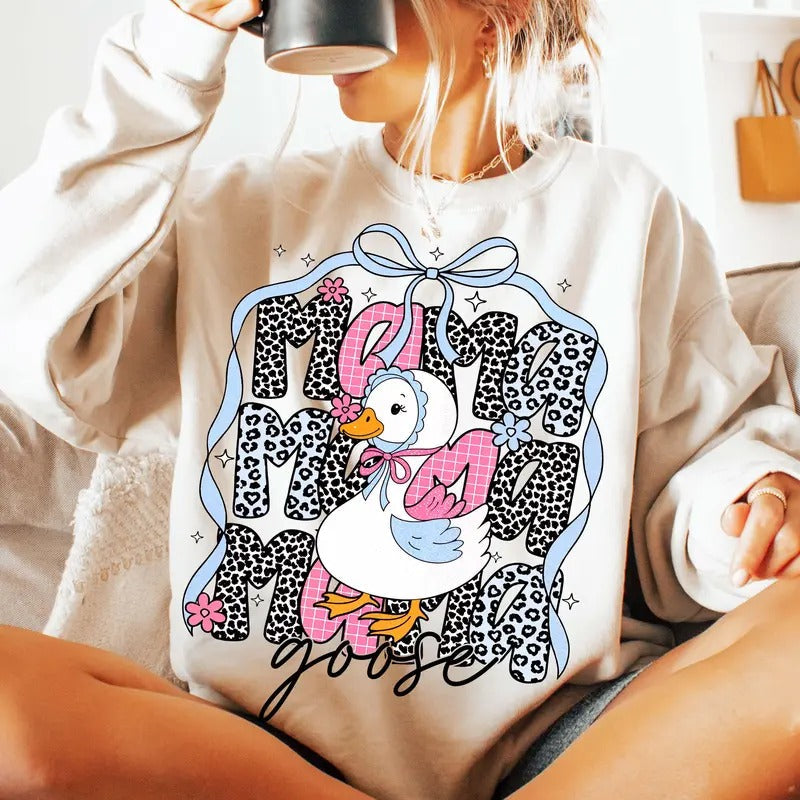 Floral Mama Goose Cute Mom Girly Duck Lover - Adult & Kids T-Shirts, Sweatshirts & Hoodies apparel design preview 1