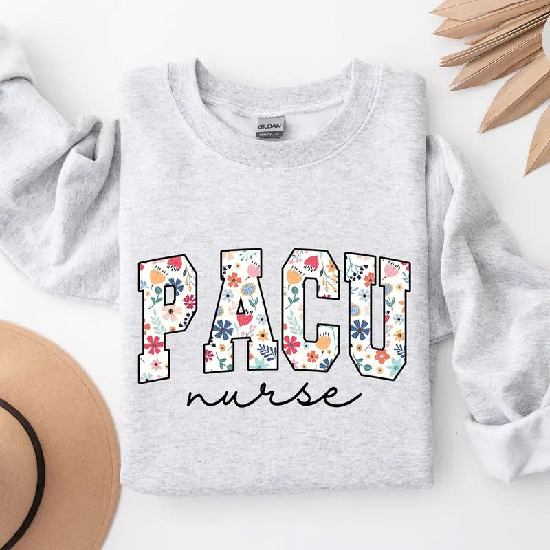 Floral Pacu Nurse Post Anesthesia Care Unit Squad - Adult & Kids T-Shirts, Sweatshirts & Hoodies apparel design preview 1