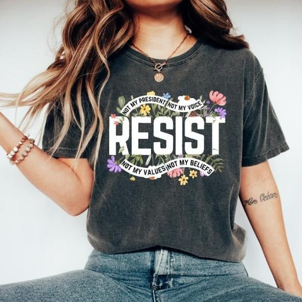 Floral Resist Wildflower Protest Civil Rights Social - Adult & Kids T-Shirts, Sweatshirts & Hoodies apparel design preview 1