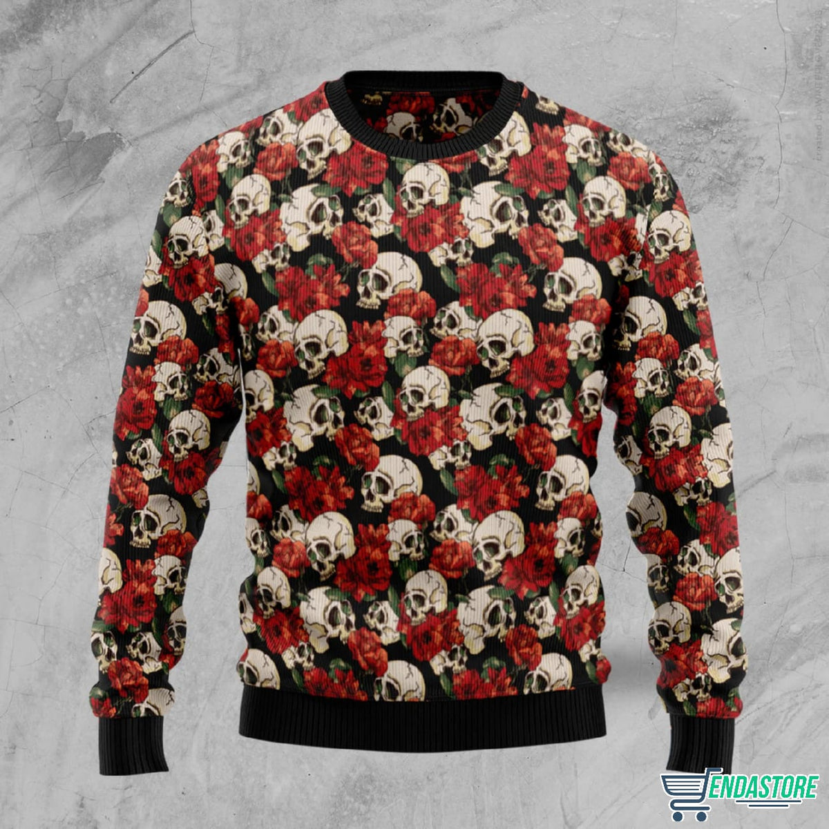 Floral Skull 3D Ugly Christmas Sweater - Holiday Gift product image