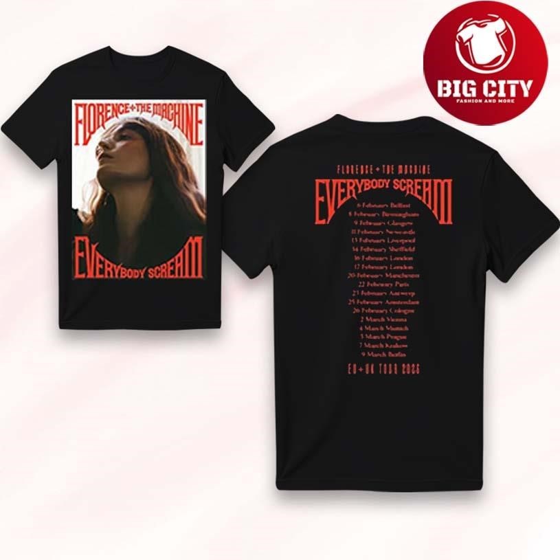 Florence And The Machine Tour EU UK 2026 Two Sided - Adult & Kids T-Shirts, Sweatshirts & Hoodies apparel design preview 1