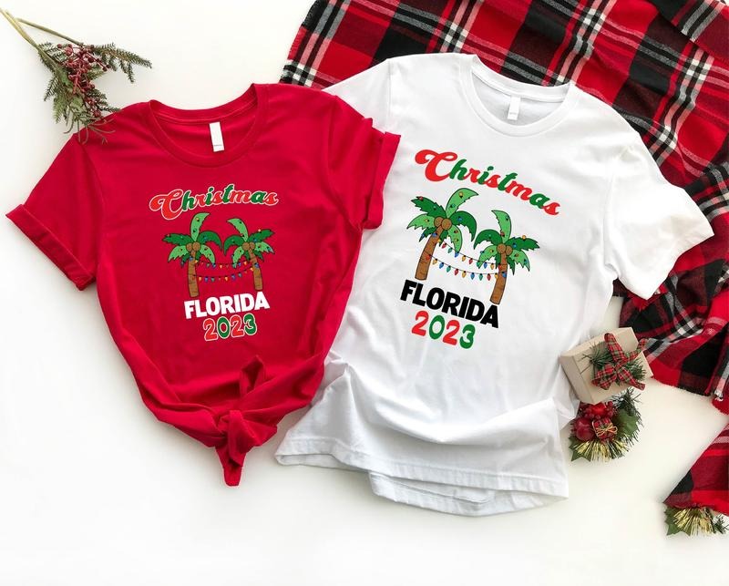 Florida 2023 Light Xmas Palm Tree Matching Family - Adult & Kids T-Shirts, Sweatshirts & Hoodies apparel design preview 1