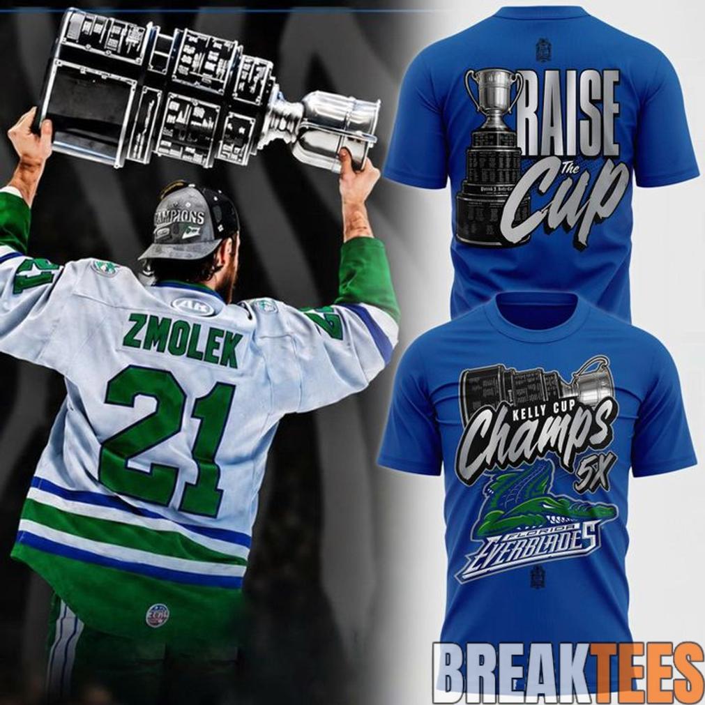 Florida Everblades Kelly Cup Champions 5X - Adult & Kids T-Shirts, Sweatshirts & Hoodies apparel design preview 1