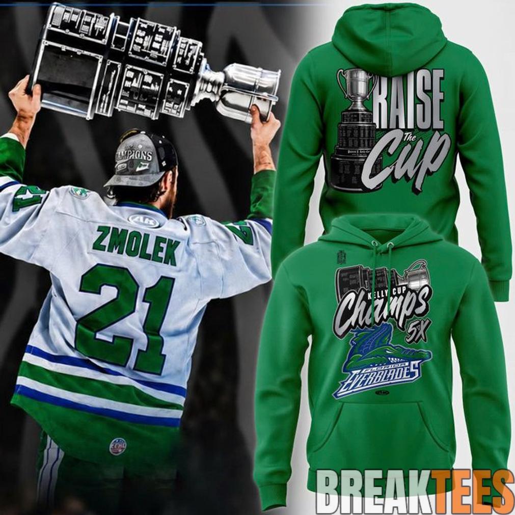 Florida Everblades Kelly Cup Champions 5X - Adult & Kids T-Shirts, Sweatshirts & Hoodies apparel design preview 1