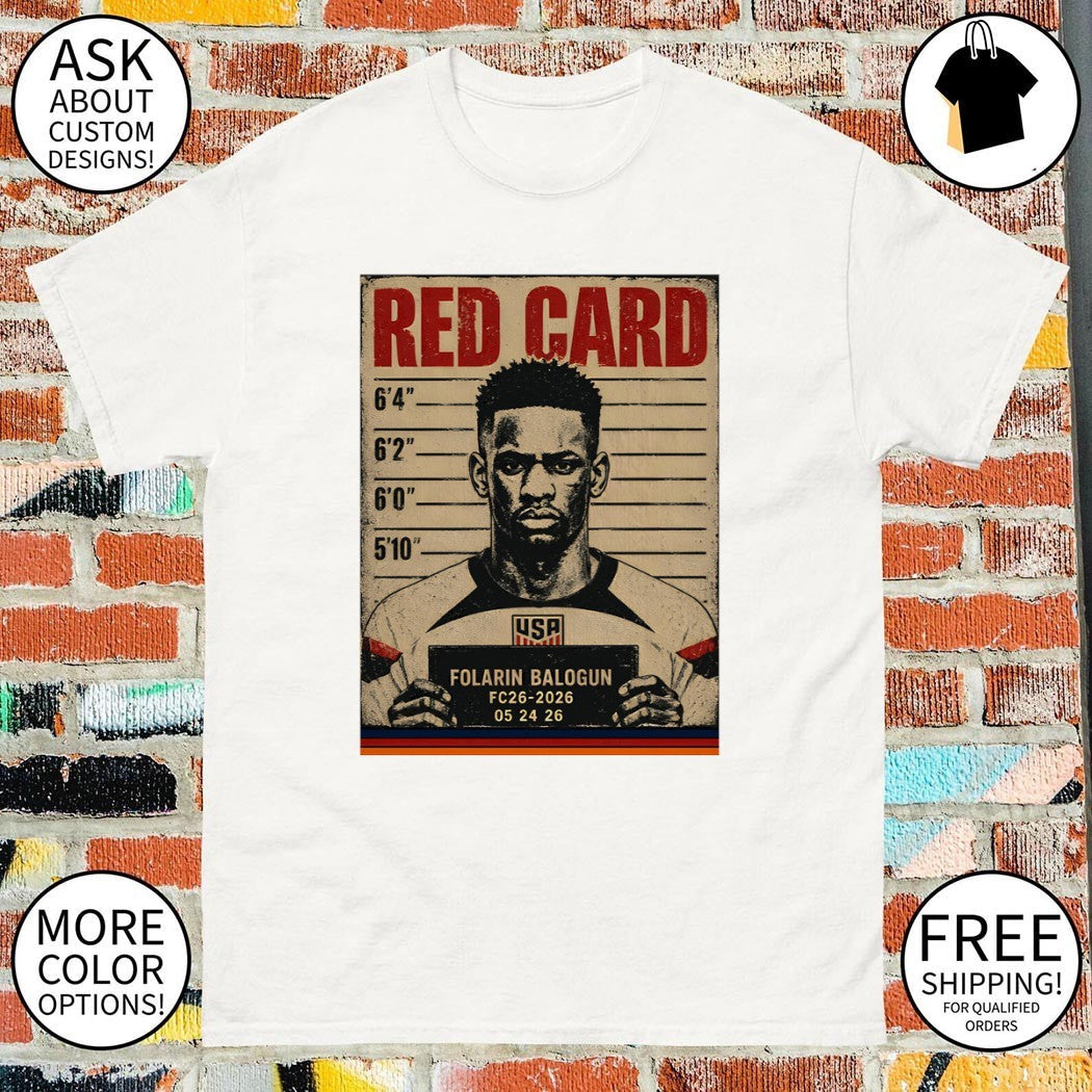Folarin Balogun FC 26 2026 05 24 Red Card Mugshot USA - Adult & Kids T-Shirts, Sweatshirts & Hoodies apparel design preview 1