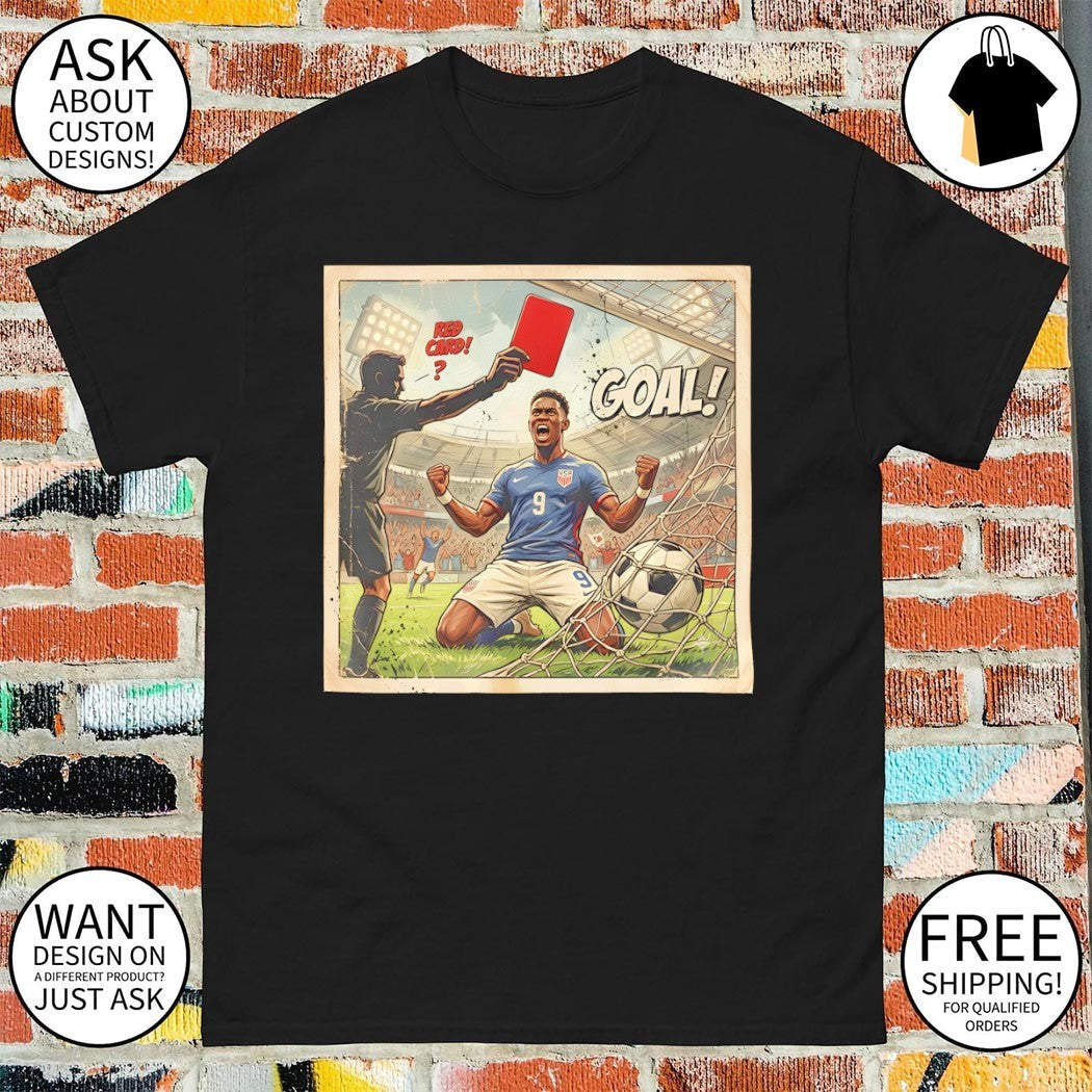 Folarin Balogun Goal Red Card USA Soccer World Cup - Adult & Kids T-Shirts, Sweatshirts & Hoodies apparel design preview 1