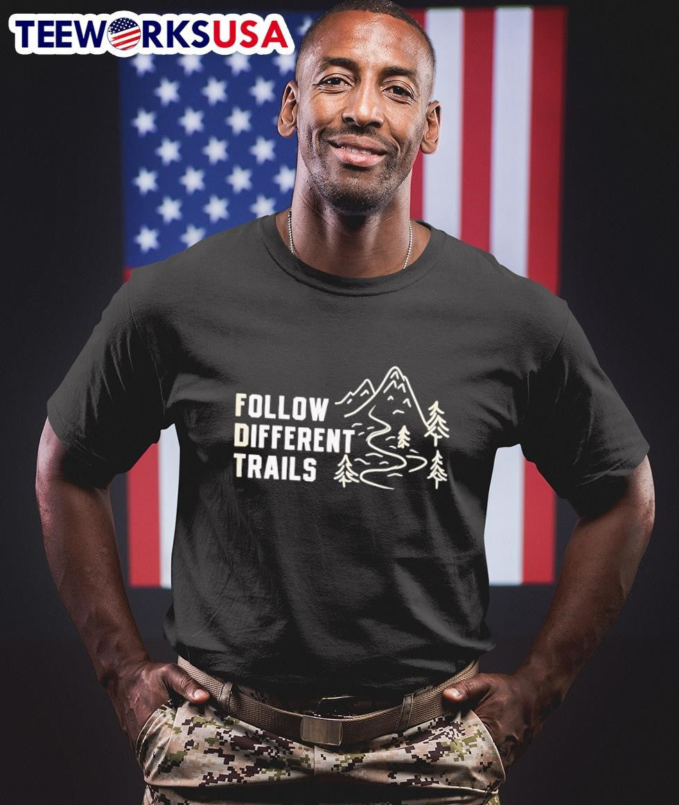 Follow Different Trails Mountain Forest Landscape - Adult & Kids T-Shirts, Sweatshirts & Hoodies apparel design preview 1