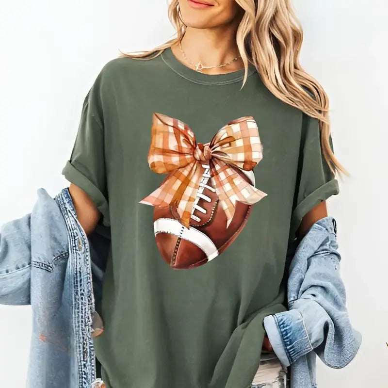 Football Bow Comfort Colors Game Day Womenswear - Adult & Kids T-Shirts, Sweatshirts & Hoodies apparel design preview 1