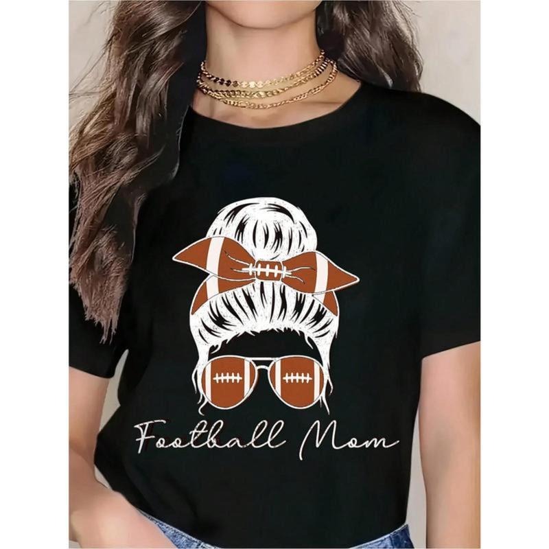 Football Mom Messy Bun Game Day Season - Adult & Kids T-Shirts, Sweatshirts & Hoodies apparel design preview 1