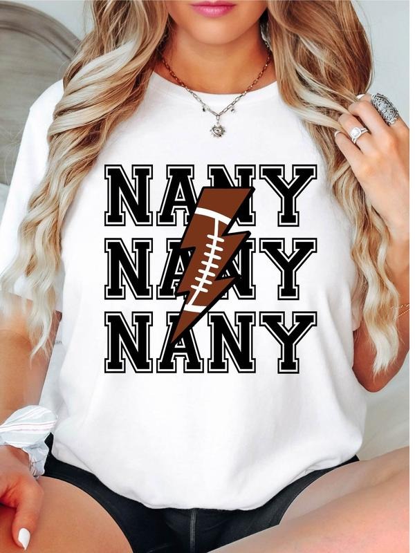 Football Nanny Grandma Game Day Proud Nany Lover - Adult & Kids T-Shirts, Sweatshirts & Hoodies apparel design preview 1
